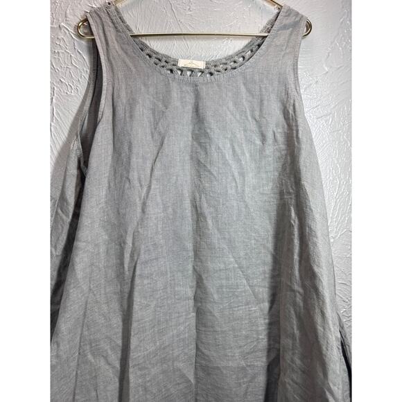 New Collection Made in Italy Linen Blend Hi Low Hem Trapeze Dress Size L/XL - Picture 1 of 5